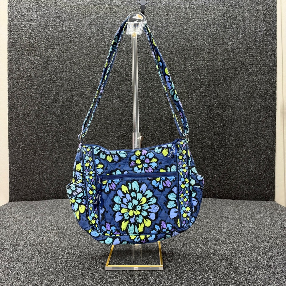 Vera Bradley On The Go Crossbody Moon Blooms Floral Blue Medium fair boho